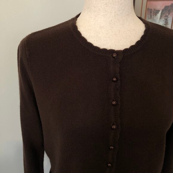 Vintage 90s Brown Button Front Cardigan Soft Knit Classic Preppy Soft Girl Small - Picture 2 of 8